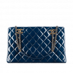 Chanel Blue Patent Tote Large Bag