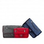 Chanel Grey/Red/Blue Wool with Braid and Edelweiss Flap Bags