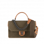 Chanel Khaki Fabric Flap Bag