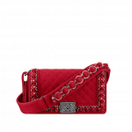 Chanel Red Felt with Embroideries Boy Chanel Flap Bag