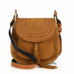 Chloe Caramel Suede Studded/Braided Hudson Small Bag