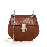 Chloe Mahogany Crocodile Embossed Drew Small Bag