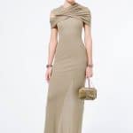 Givenchy Beige Long Gown and Snakeskin Flap Bag - Resort 2016