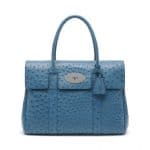 Mulberry Steel Blue Ostrich Bayswater Bag