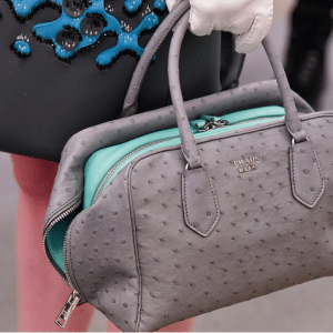 Prada Grey/Turquoise Ostrich/Calfskin Inside Bag