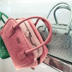 Prada Pink Ostrich/Calfskin and Light Blue Ostrich Inside Bags