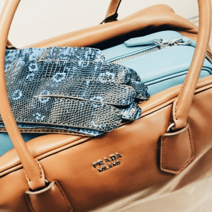 Prada Tan/Light Blue Inside Bag