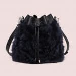Proenza Schouler Black/Navy Shearling/Lamm Leather Large Bucket Bag