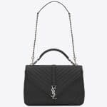 Saint Laurent Black Matelasse College Monogram Large Bag