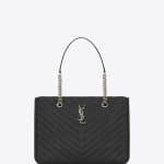 Saint Laurent Black Matelasse College Monogram Shopping Bag