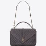 Saint Laurent Dark Anthracite Matelasse College Monogram Large Bag