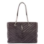 Saint Laurent Dark Anthracite Matelasse College Monogram Shopping Bag