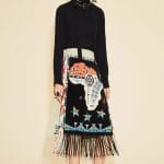 Valentino Black Tribal Printed Fringed Skirt - Resort 2016
