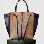 Celine Black/Brown Goat Fur Cabas Phantom with Belt Medium Bag