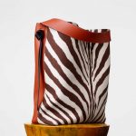 Celine Chalk/Brick Calfskin and Zebra Printed Felt Oversized Twisted Cabas Bag