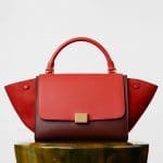 Celine Light Ruby/Red/Brick Smooth Calfskin Trapeze Small Bag
