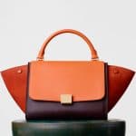 Celine Orange/Brick/Burgundy Smooth Calfskin Trapeze Small Bag