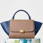 Celine Taupe/Blue Calfskin:Water Snake Trapeze Small Bag