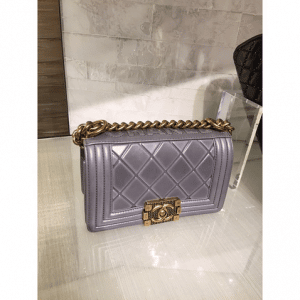 Chanel Grey Embossed Paris-Salzburg Boy Old Medium Bag