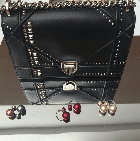 Dior Black Studded Diorama Flap Bag - Cruise 2016