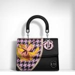 Dior Black with Floral And Houndstooth Be Dior Small Bag