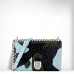 Dior Black/Green/Blue Crocodile Marquetry Diorama Flap Bag