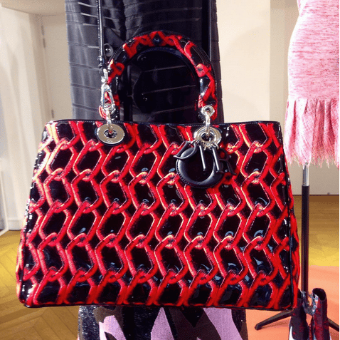 Dior Black/Red Chain Print Diorissimo Bag - Cruise 2016