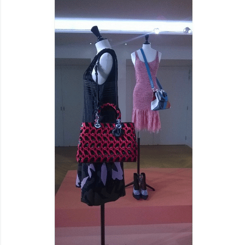 Dior Black/Red Chain Print Diorissimo and Multicolor Striped Be Dior Bags - Cruise 2016