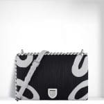 Dior Black/White Animal Print Diorama Flap Large Bag