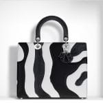 Dior Black/White Calfskin/Ayers Lady Dior Large Bag