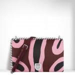 Dior Burgundy/Pink/Black Animal Print Diorama Flap Large Bag