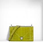 Dior Chartreuse Crocodile Diorama Flap Small Bag