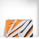 Dior Orange/White/Black Animal Print Diorama Flap Large Bag