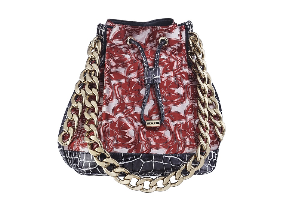 Dior Red Floral Canvas/Black Crocodile Bucket Bag - Cruise 2016