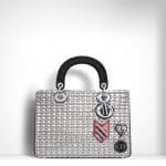 Dior Silver Metallic Tweed With Badges Diorissimo Mini Bag