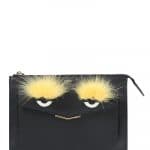 Fendi Black Monster Leather Clutch Bag