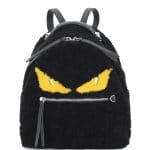 Fendi Black Shearling Fur Monster Mini Backpack Bag