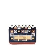 Fendi Blue Multicolor Calf Hair Studded Baguette Mini Bag