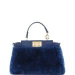 Fendi Blue Shearling Peekaboo Micro Bag