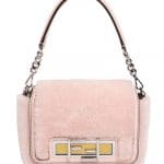 Fendi Light Pink Shearling Baguette Bag