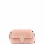 Fendi Light Pink Shearling Baguette Micro Bag
