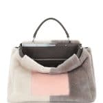 Fendi Pink/White/Gray Shearling Peekaboo Large Bag