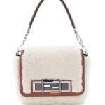 Fendi White Shearling Baguette Bag