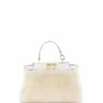 Fendi White Shearling Peekaboo Micro Bag