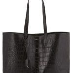 Saint Laurent Black Croc Embossed Shopping Tote Large Bag