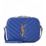 Saint Laurent Blue Matelasse Classic Monogram Small Camera Bag