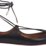 Aquazzura Black Christy Flat Leather Ballerinas