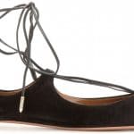 Aquazzura Black Christy Flat Suede Ballerinas