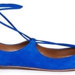 Aquazzura Blue Christy Flat Suede Ballerinas