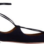 Aquazzura Navy Christy Flat Suede Ballerinas